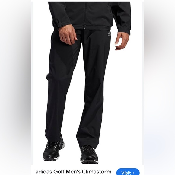 ADIDAS MENS CLIMASTORM PROVISIONAL GOLF RAIN PANT BLACK WIND RESISTNT LARGE NWOT - Picture 4 of 10
